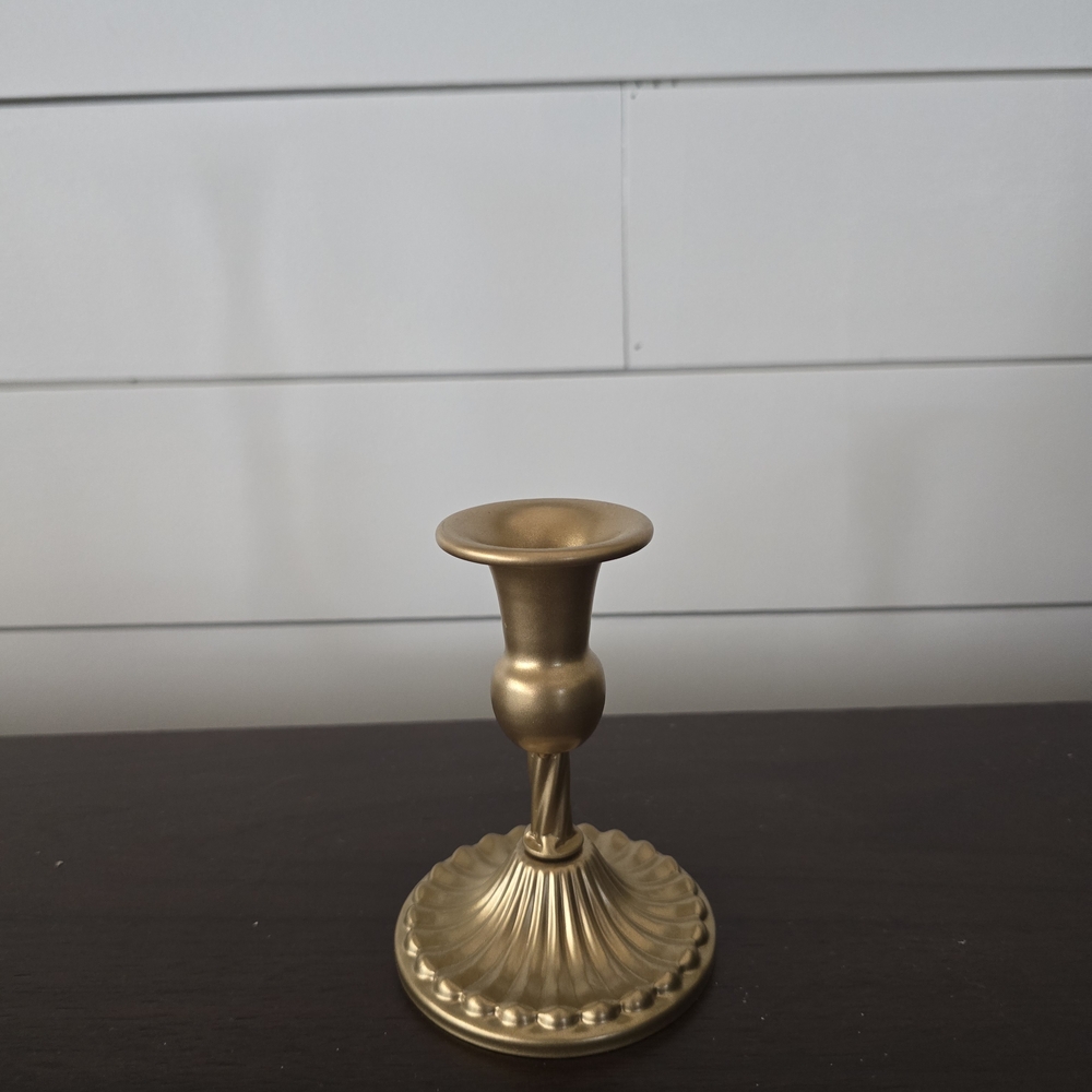 Elegant Brass Gold Tone Taper Candle Holder